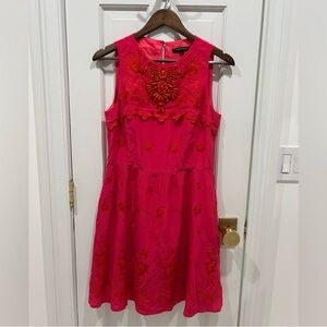 Nanette Lepore Fuchsia Silk Dress Beaded
Embroidered Size 6